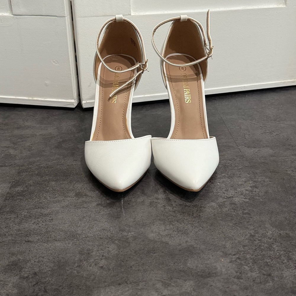 Dream Pairs White Ankle Strap Heels
